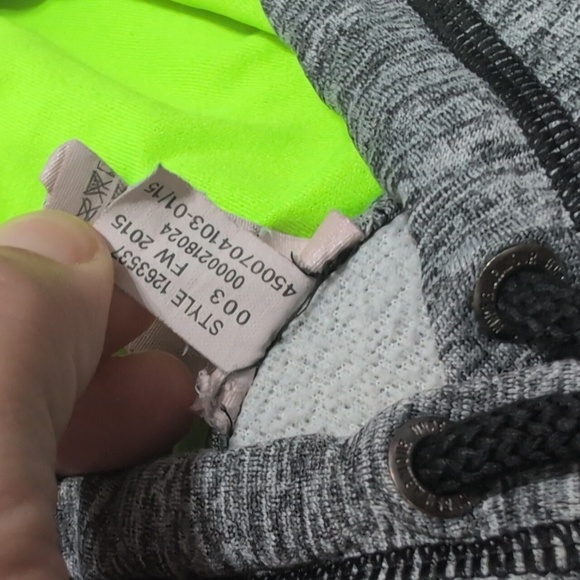 Under Armour Sweatshirt Heathered Gray Dri Fit Hoodie  Neon Green Logo Cold Gear - Picture 7 of 12